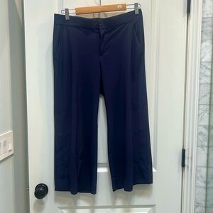 Athleta Tribeca Crop Wide Leg cropped Pants Snap Navy Blue 8P